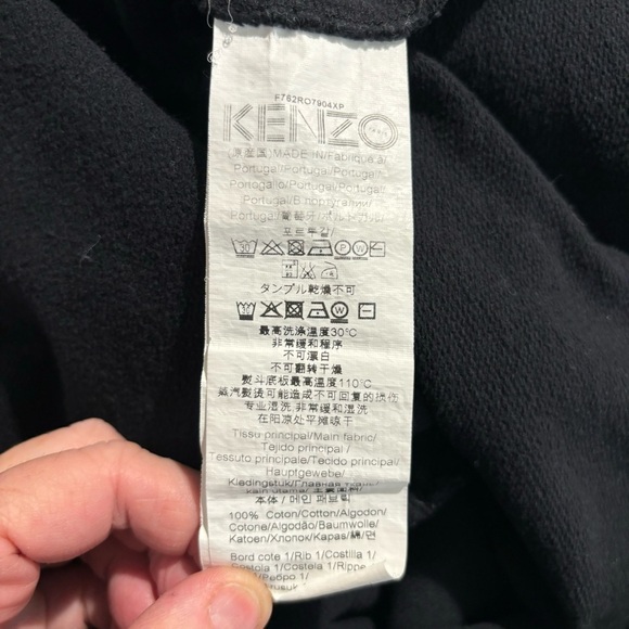 KENZO Sz M Embroidered Tiger Long Line Funnel Neck Front Pocket Sweatshirt Top - Picture 7 of 7